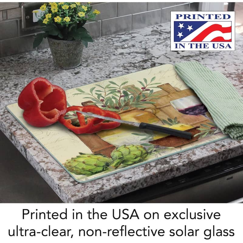 CounterArt Rustic Wine Decorative 3mm Heat Tolerant Tempered Glass Cutting Board 15" x 12" Made in the USA Dishwasher Safe