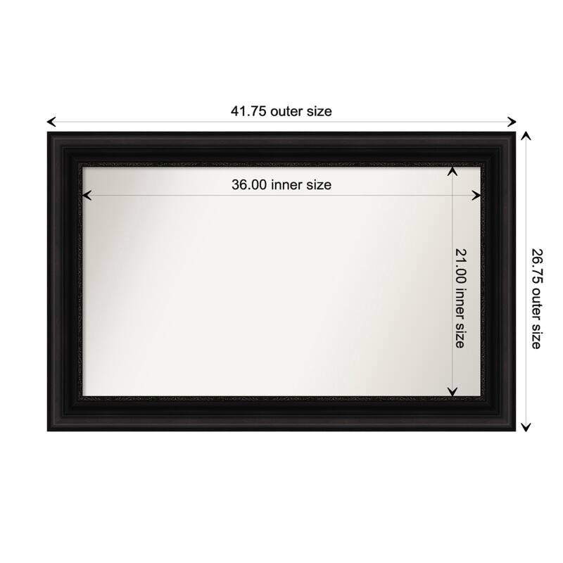 Parlor Black Framed Non-Beveled Custom Wall Mirror, Bathroom Vanity Mirror - Outer Size: 41.75 x 26.75