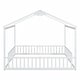 preview thumbnail 27 of 56, Double Twin House-Style Floor Bed with Fence and Guardrails, No Door