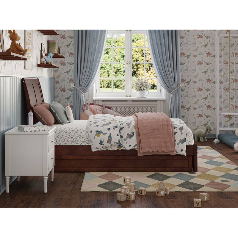 Andorra Platform Bed with Panel Footboard and Twin Trundle