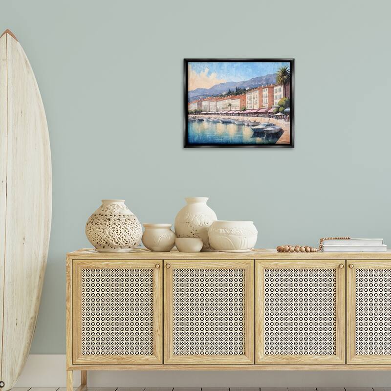 Stupell Quaint Seaside Marina Framed Floater Canvas Wall Art Design By Kim Allen