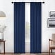 preview thumbnail 162 of 198, Superior Solid Machine Washable Room Darkening Curtains with Back Tabs, Set of 2 26" x 84" - Navy Blue
