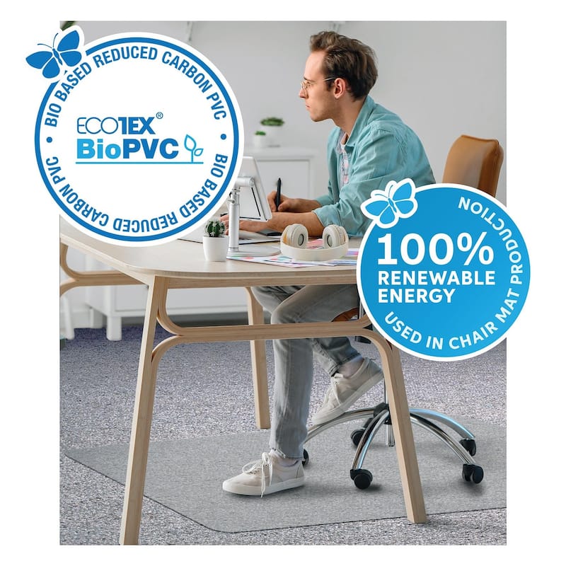 Ecotex BioPVC Chair Mat for Low Pile Carpets up to 1/4" Thick - 46" x 60"