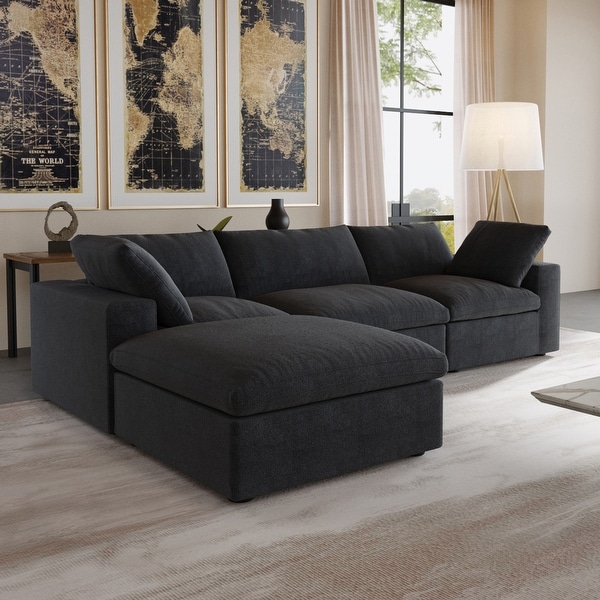 L shape Linen Upholstered Sofa Multiple Cushions Sectional Couch On Sale Bed Bath Beyond 38121388