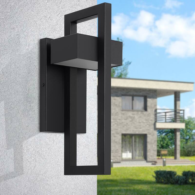 Integrated LED Black Aluminum Outdoor 1-Light Wall Sconce