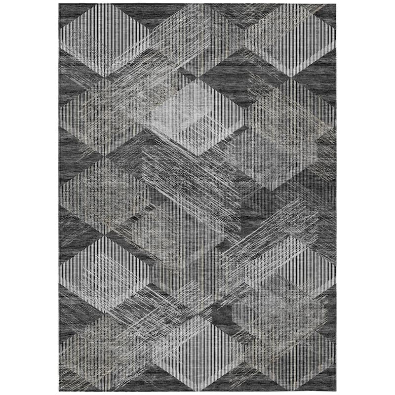Machine Washable Indoor/ Outdoor Modern Hotchkiss Chantille Rug