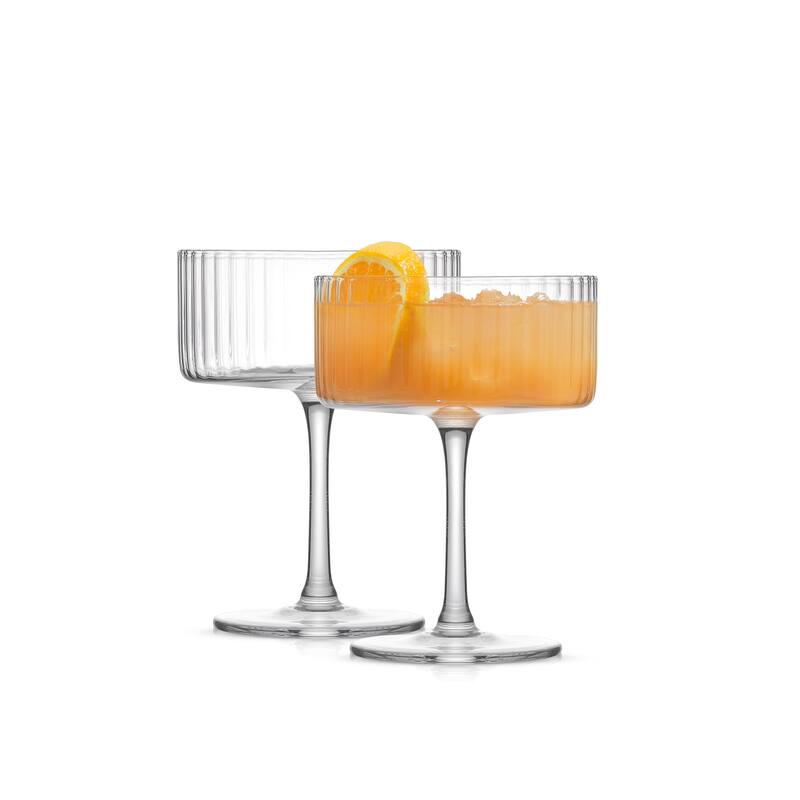 JoyJolt Elle Fluted Cylinder Martini Coupe Glass - 10 oz - Set of 2 - 10 oz - 2 Piece