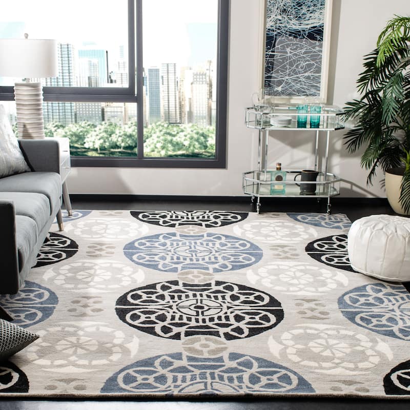 SAFAVIEH Handmade Wyndham Dinie Modern Wool Rug - 8' x 10' - Grey/Black