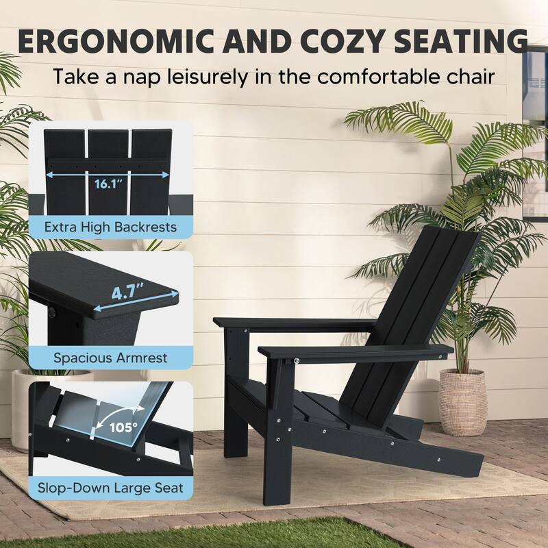 3-Piece Adirondack Chair Set with Table,HDPE All-Weather Resistant,Outdoor Chair for Patio,Garden,Poolside