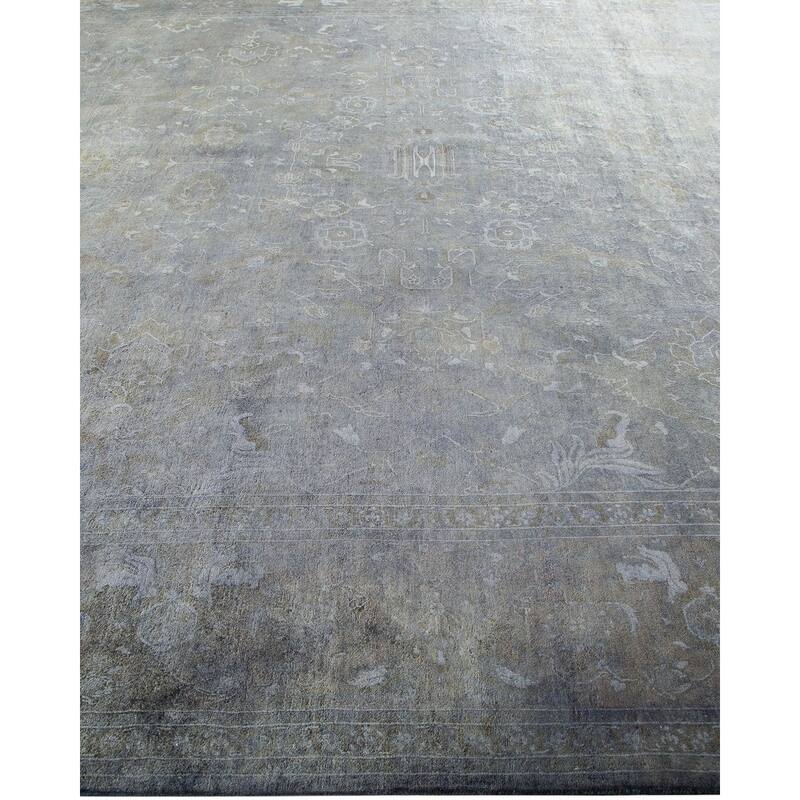 Overton Hand Knotted Wool Vintage Inspired Modern Contemporary Overdyed Gray Area Rug - 9' 2" x 12' 5"