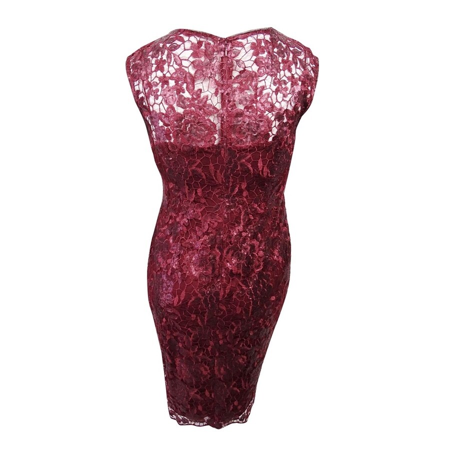 burgundy lace sheath dress