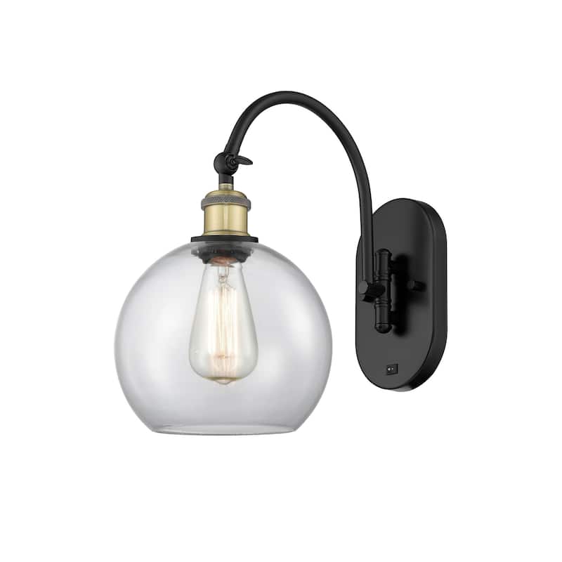 Innovations Lighting 518-1W-14-8 Athens Sconce Athens 14" Tall Wall - Black Antique Brass / Clear