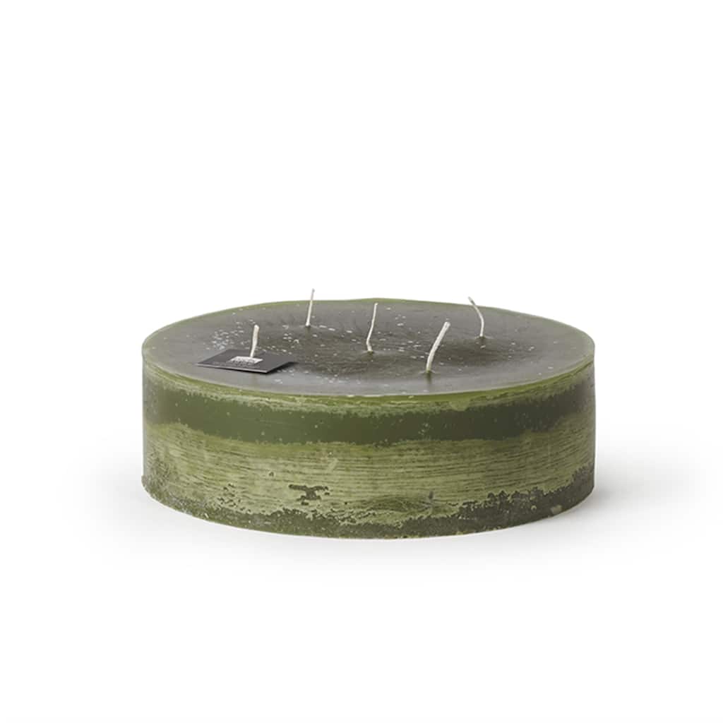 Pillar 5-Wick Super Candle 9.5"x2.75"H Dark Green