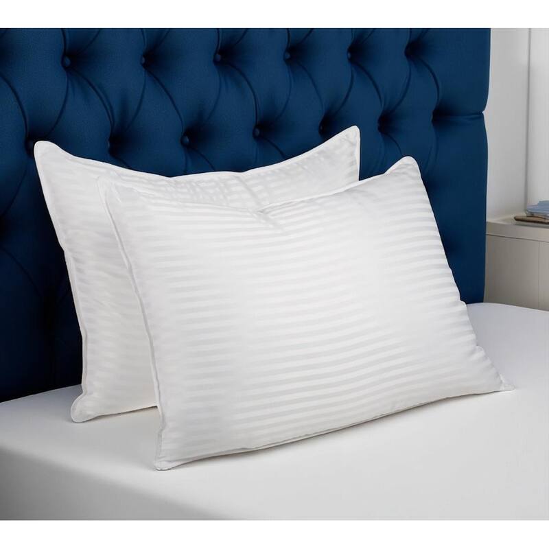 HomeRoots Set of Two Microfiber Down Alternative Medium King Size Bed Pillows - White - Medium-Firm - King