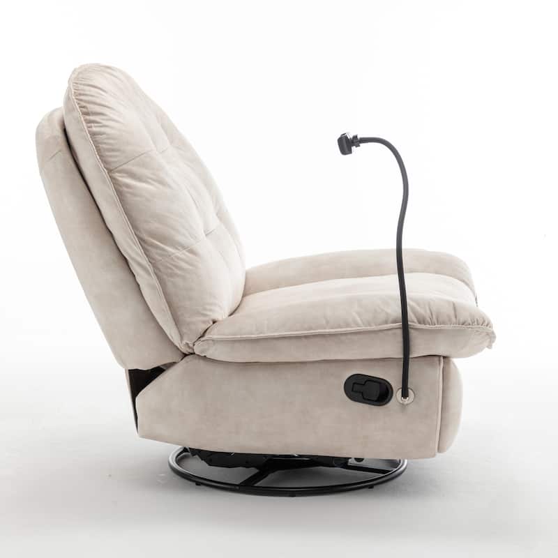 Living Room Recliner,Reclining Lazy Chair,Mobile Phone Holder,Reading Chair,Swivel Gliding Rocking Chair,Gold-Stamped Velvet