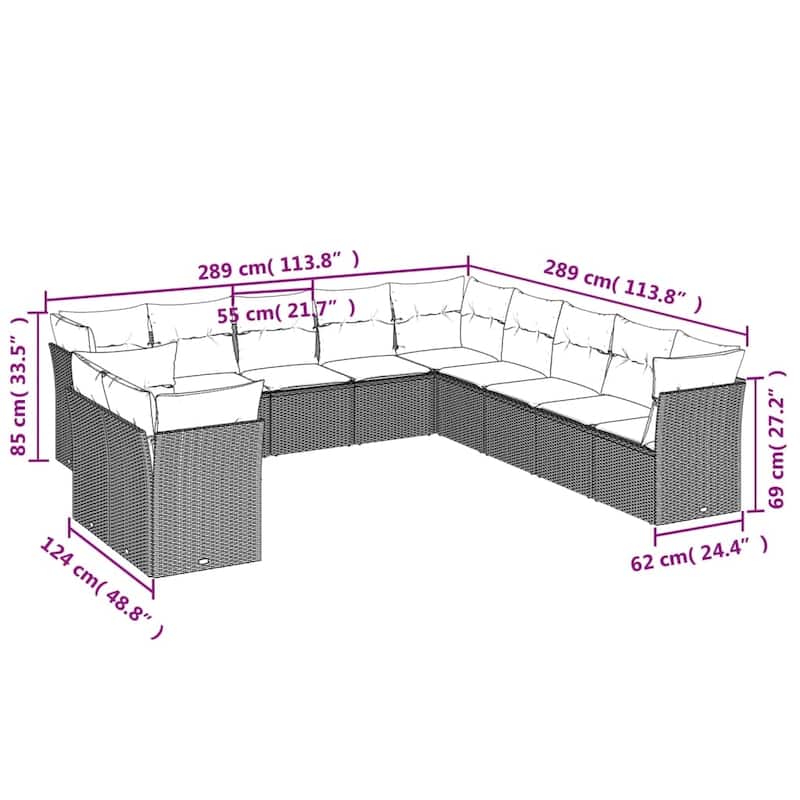 vidaXL Garden Sofa Set Beige, Cream White - 24.4 x 24.4 x 27.2