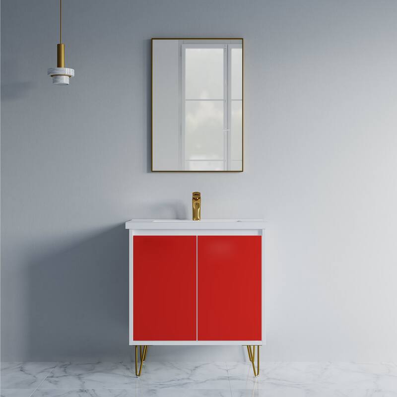 Kennan 30" Single Bathroom Vanity Set with V Legs - Red