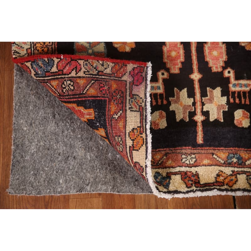 Black Tribal Meshkin Persian Vintage Runner Rug Handmade Wool Carpet - 3'2"x 9'3"