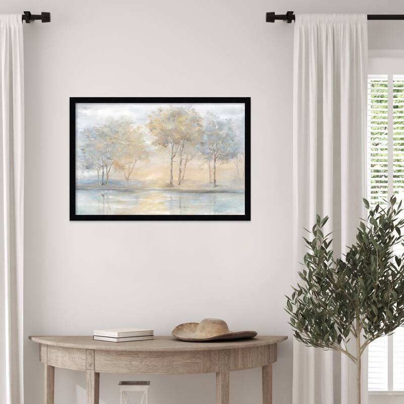 Serene Trees Landscape by Cynthia Coulter Wood Framed Wall Art Print - Svelte Noir Black