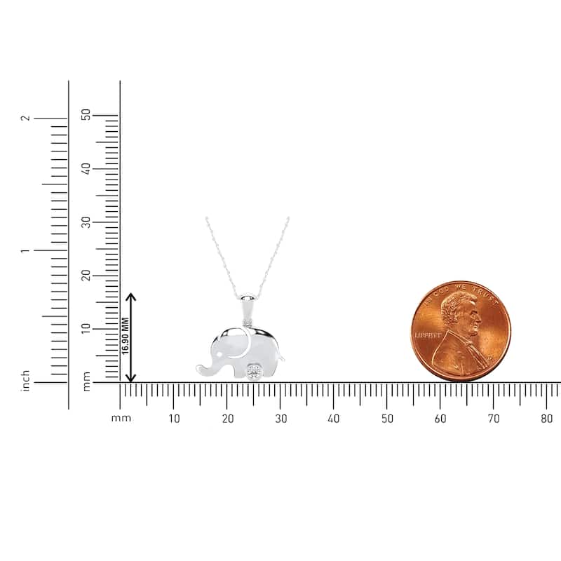 1/20ct TDW Diamond Elephant Pendant Necklace in Silver for Women - White