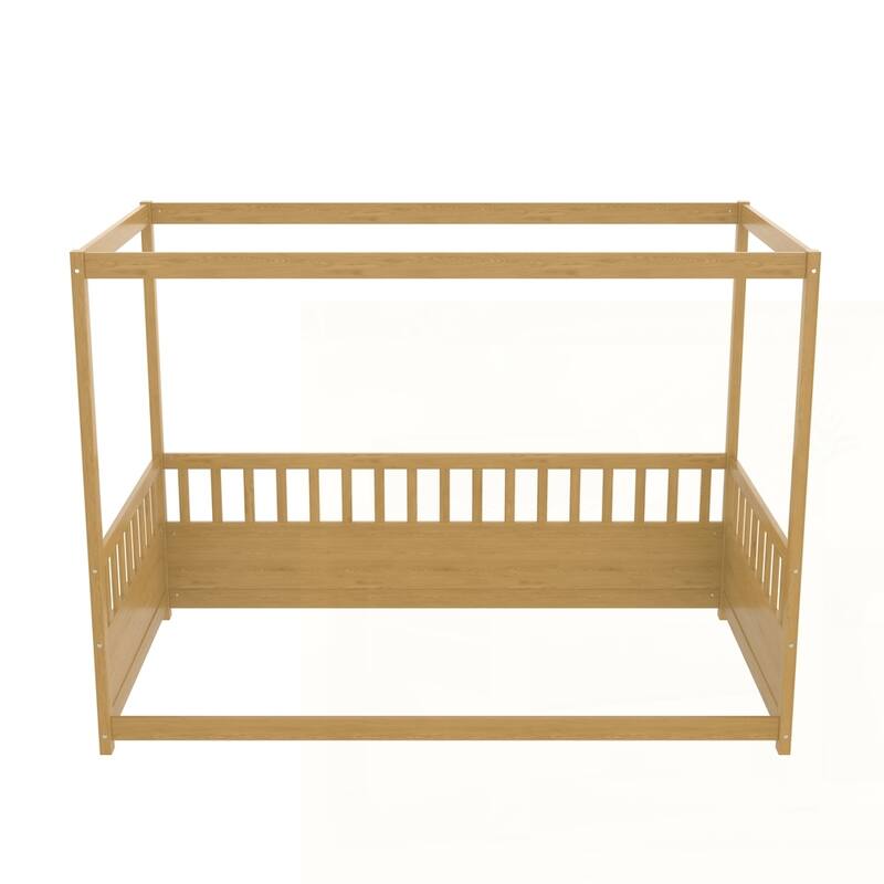 Canopy Bed Frame with Guardrails