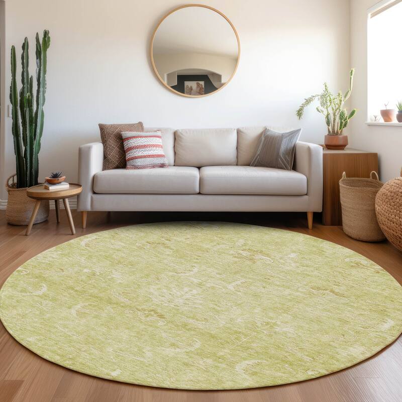 Machine Washable Indoor/ Outdoor Boho Traditional Chantille Rug - Aloe - 8' x 8'