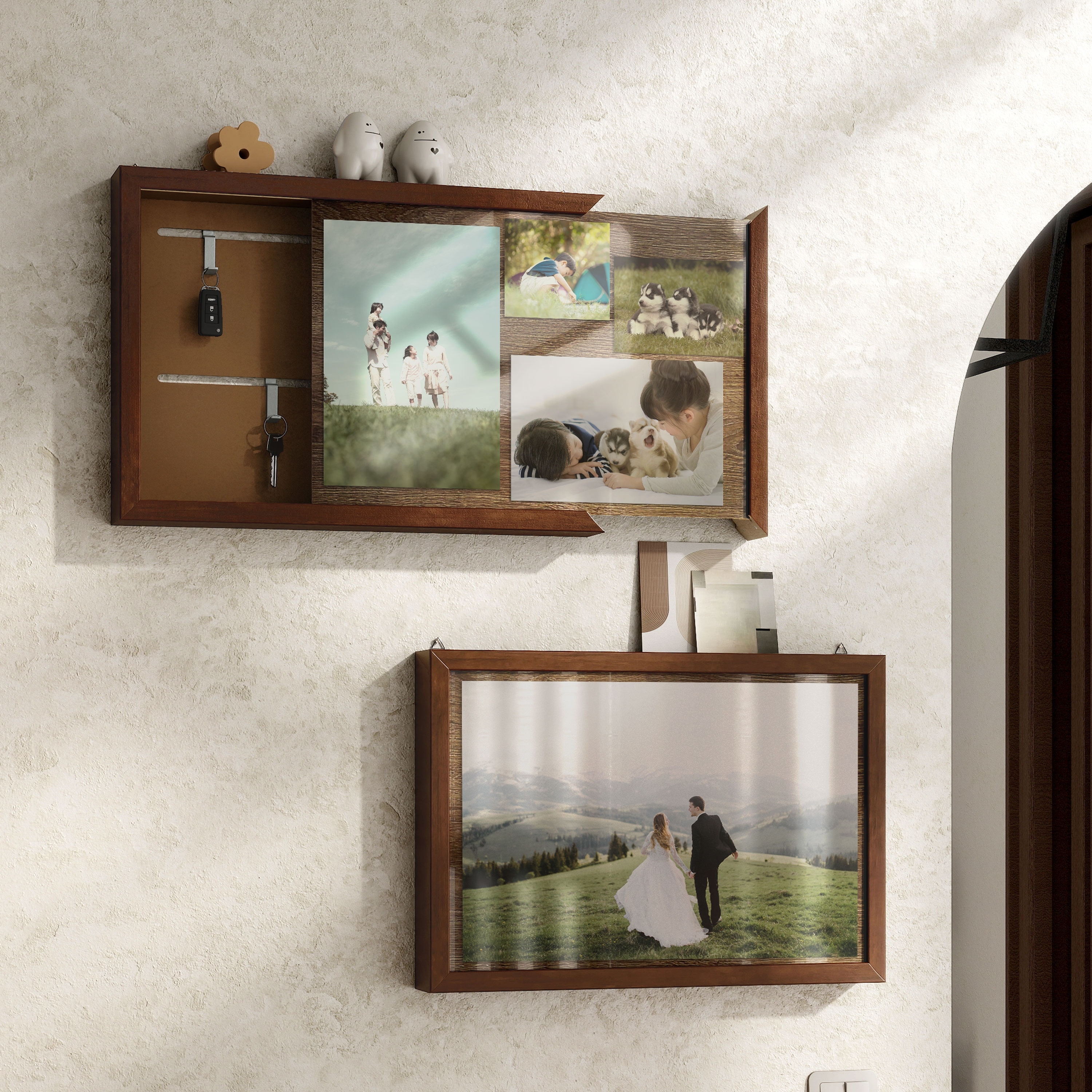 247 Shop At Home Modern 20-inch Photo Frame with Hidden Storage and Metal Hook
