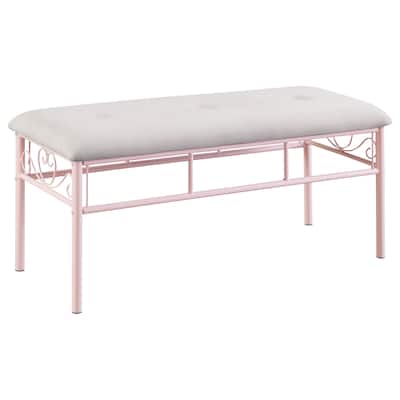 Massi Fabric Upholstered Bench Powder Pink and White