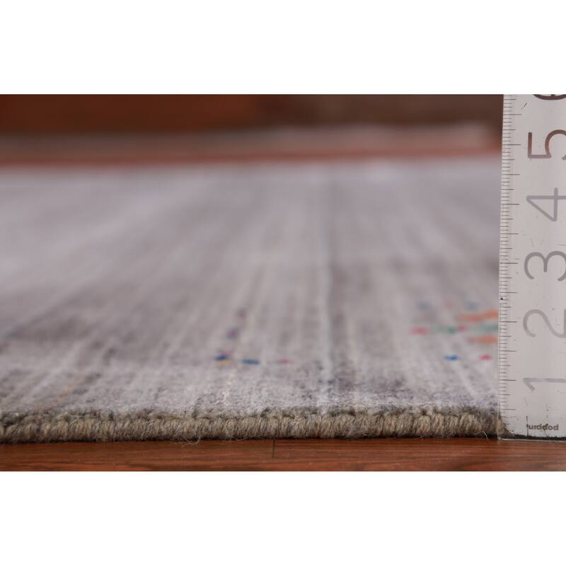 Hand Knotted Oriental 100% Wool Carpet Tribal Tribal Greys & Charcoal Gabbeh Area Rug - 12' 2'' X 9' 2''