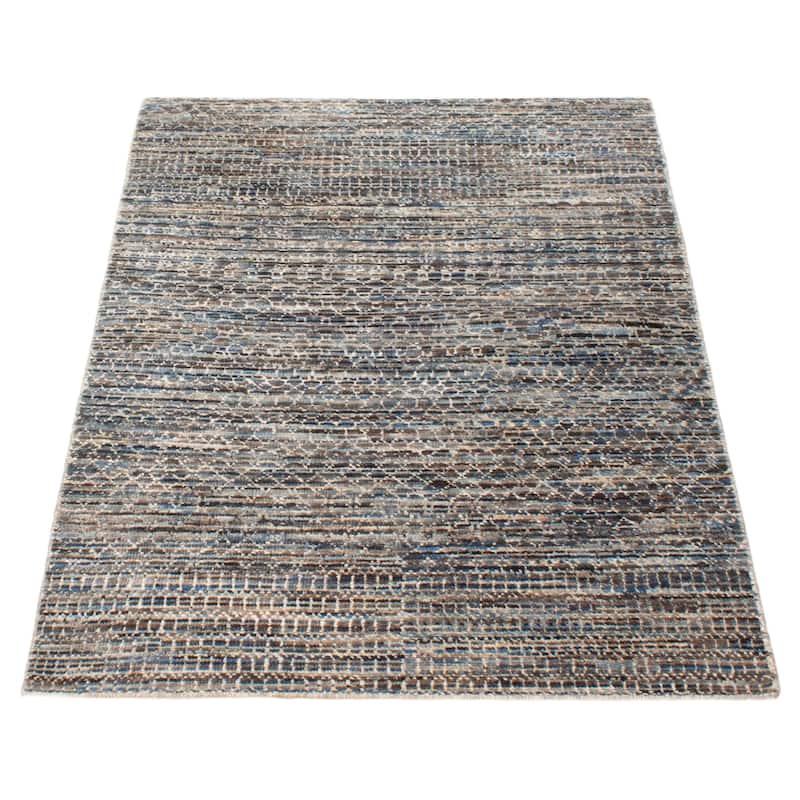 ECARPETGALLERY Hand-knotted Silk Shadow Multi Color Viscose, Wool Rug - 4'0 x 5'11