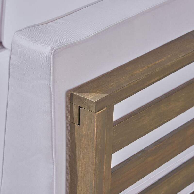 Malawi Outdoor 10-Piece U-Shaped Acacia Wood Sectional Sofa Set with Fire Pit by Christopher Knight Home