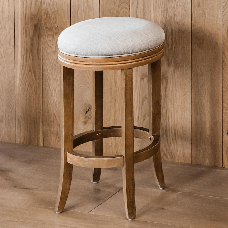 Maven Lane 26" Eva Swivel Counter Height Kitchen Stool - N/A - Weathered Oak Vegan Leather