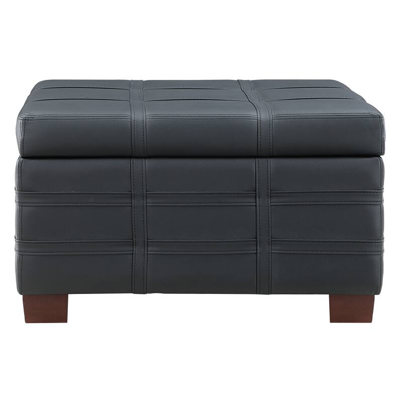 Detour Strap Square Storage Ottoman in Faux Leather