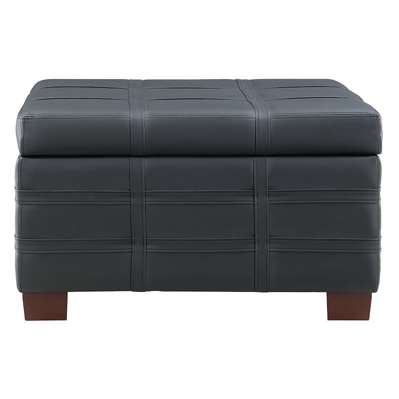 Detour Strap Square Storage Ottoman in Faux Leather