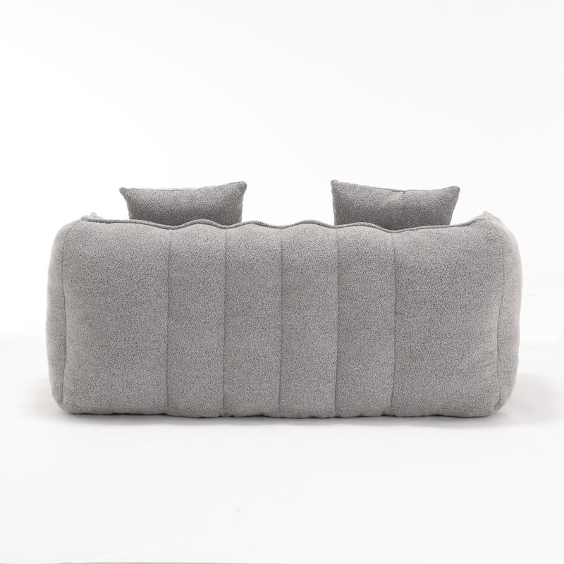 66" Chenille Square Beanbag Chair with High-Resilience Foam Core, Armrests and Handle