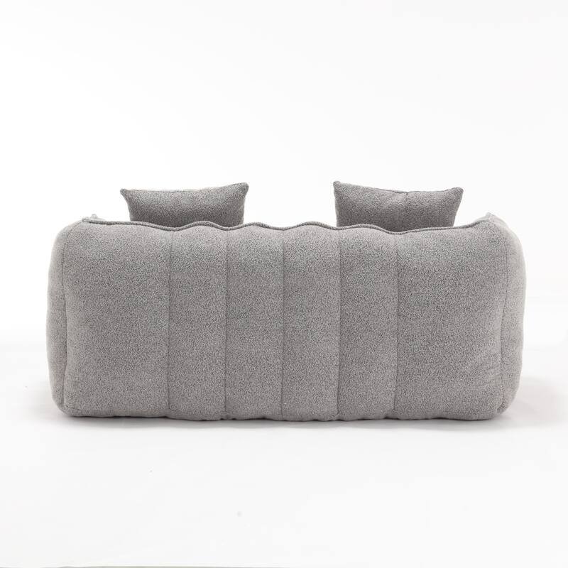 Grey Modern 65.1" Chenille Upholstered Buttons Tufted Loveseat Accent Chair with High Resilience Foam Core and Pillows