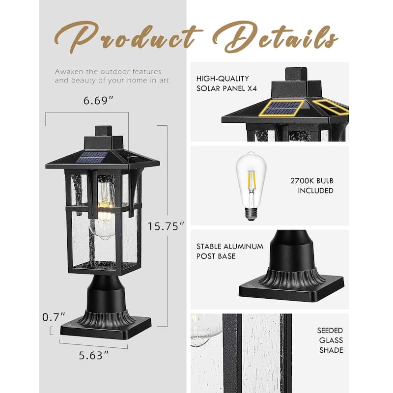 Dusk to Dawn Outdoor Lamp Solar Post Light