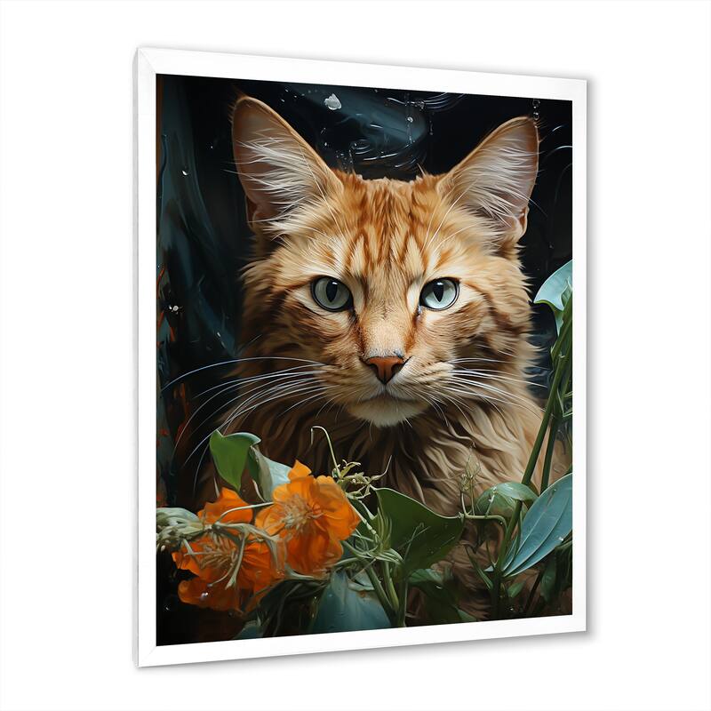 Designart "Havana Brown Mystique Cat" Animals Cat Framed Canvas Art Print