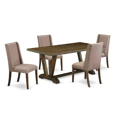 Southwestern Style Dining Set - 5 Piece Kitchen Table with 4 Parsons Chairs - 72