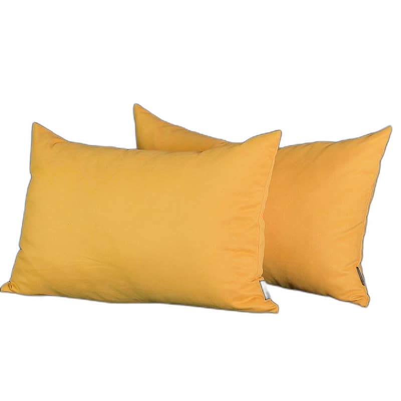 HomeRoots Set Of Two 12" X 20" Yellow Polyester Zippered Pillow Cover