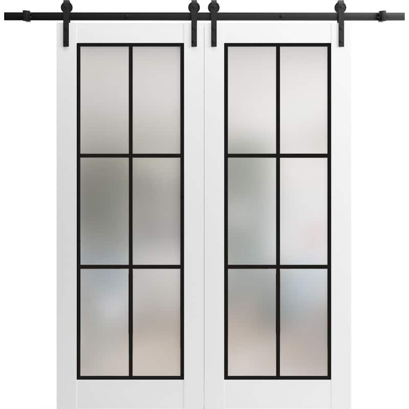 Sturdy Double Barn Door 36 x 80 Planum 2122 White Silk 13FT - Grey - 36" x 84" ( 2* 18x84)