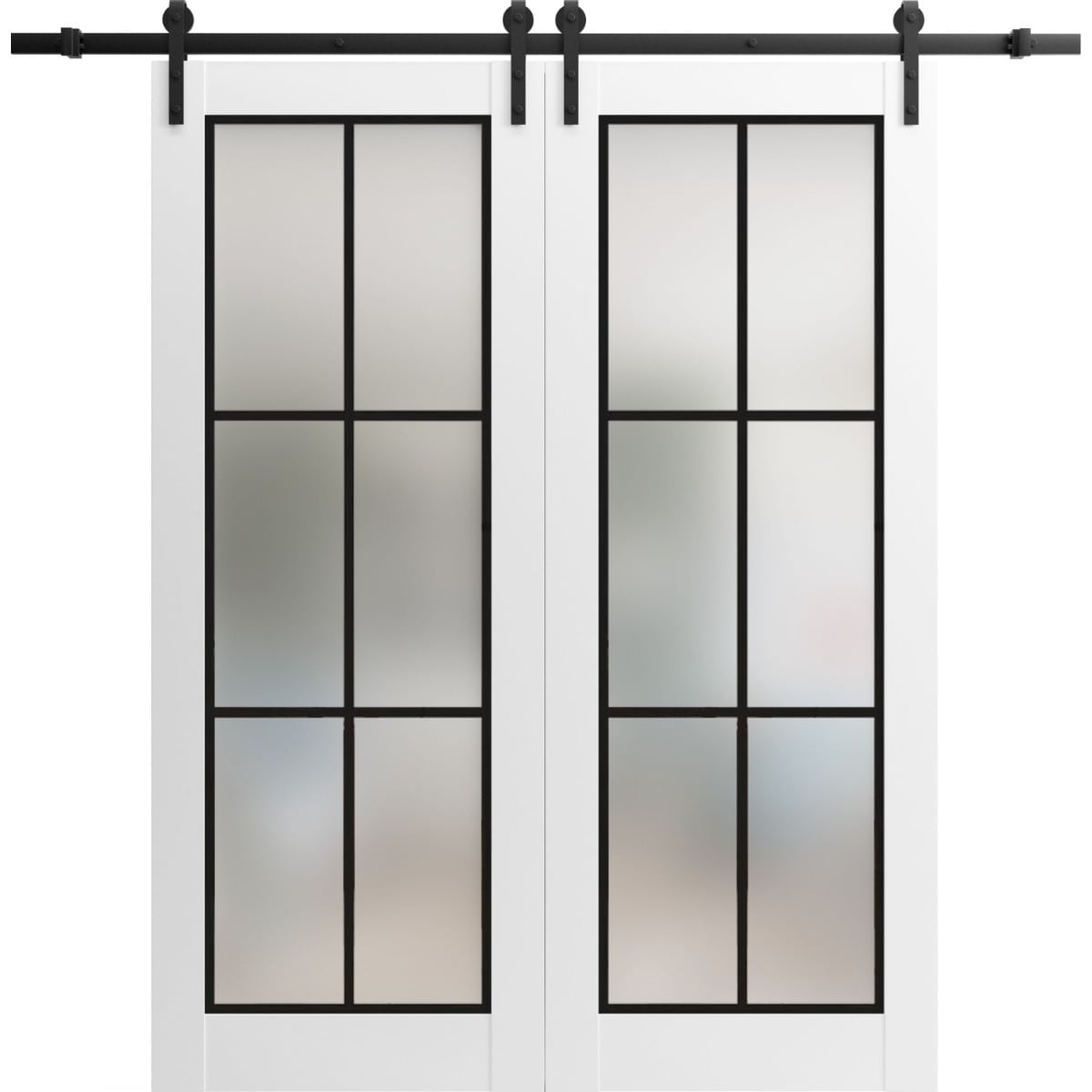 SartoDoors Planum 2122 | Closet Door Double Barn Door | Solid Wood | Hardware Set | 36x80, White Silk Bedroom Door Bathroom Door