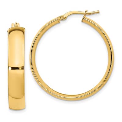 Curata 14k Yellow Gold High Polished 32x6mm Hoop Earrings