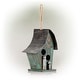 preview thumbnail 9 of 10, Alpine Corporation 12" Tall Outdoor Hanging Wooden Birdhouse, Turquoise