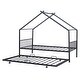 preview thumbnail 38 of 62, Twin/Full Size Metal Platform Bed Frame with Twin Size Trundle, Kids House Bed with Headboard and Footboard