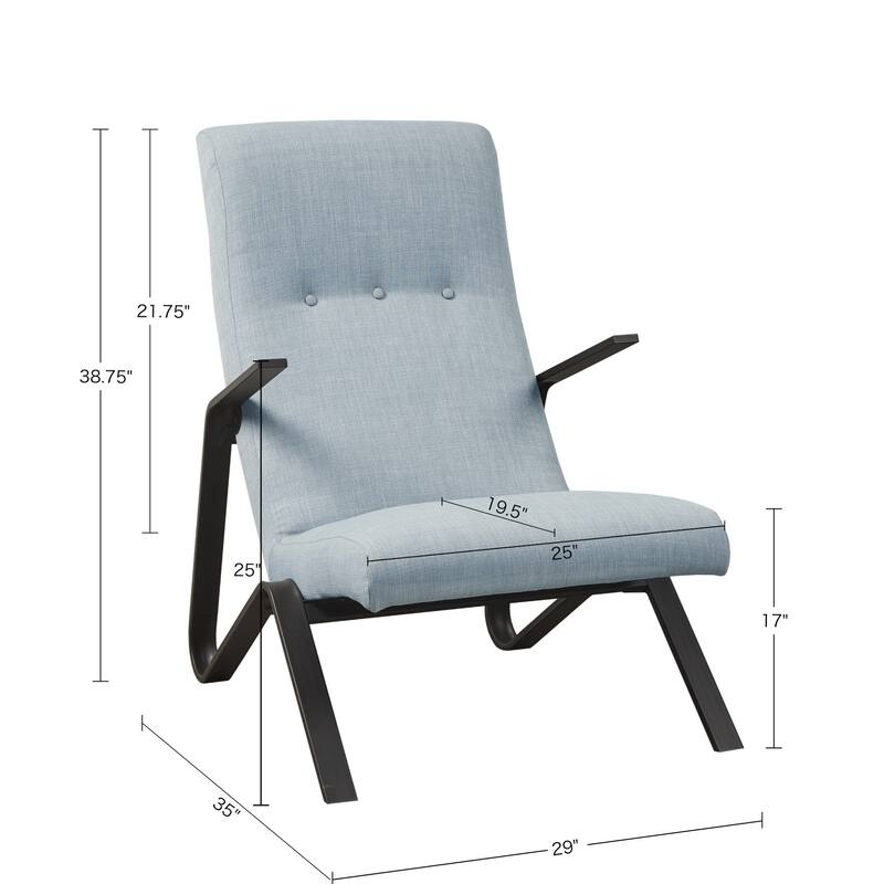 Roomfitters Modern High Back Accent Chair, Contemporary Upholstered Lounge Seating with Metal Arms for Living Room, Light Blue