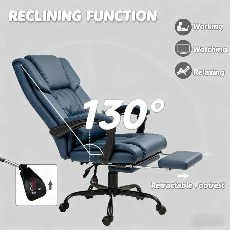 Office Chair, Ergonomic Executive Chair with Footrest, Luxe Comfort for Work & Relaxation