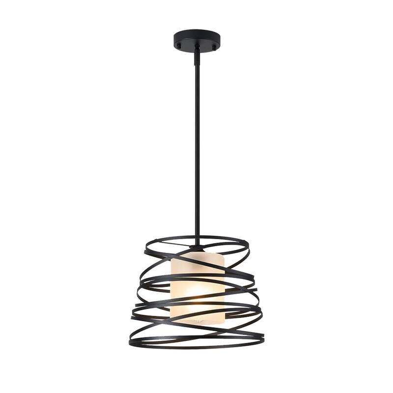12 Inch hanging light metal cage pendant light glass, metal kitchen island light - N/A