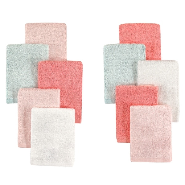 slide 1 of 1, Little Treasure Baby Girl Rayon from Bamboo Luxurious Washcloths, Coral Mint, One Size - Coral Mint - One Size One Size - Coral Mint