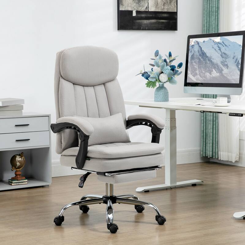 Microfibre Executive Massage Office Chair Swivel Computer Desk Chair with Lumbar Support Pillow